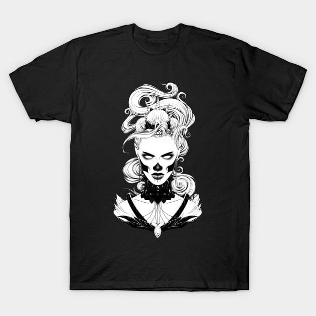 Dead Sea - Skull Mermaid Portrait T-Shirt by redappletees